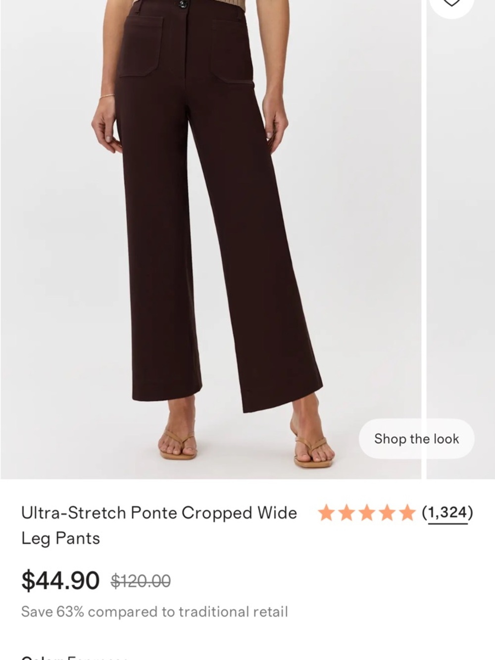 Ultra-Stretch Ponte Cropped Wide Leg Pants - espresso